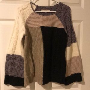S - Loft Patchwork sweater, worn once